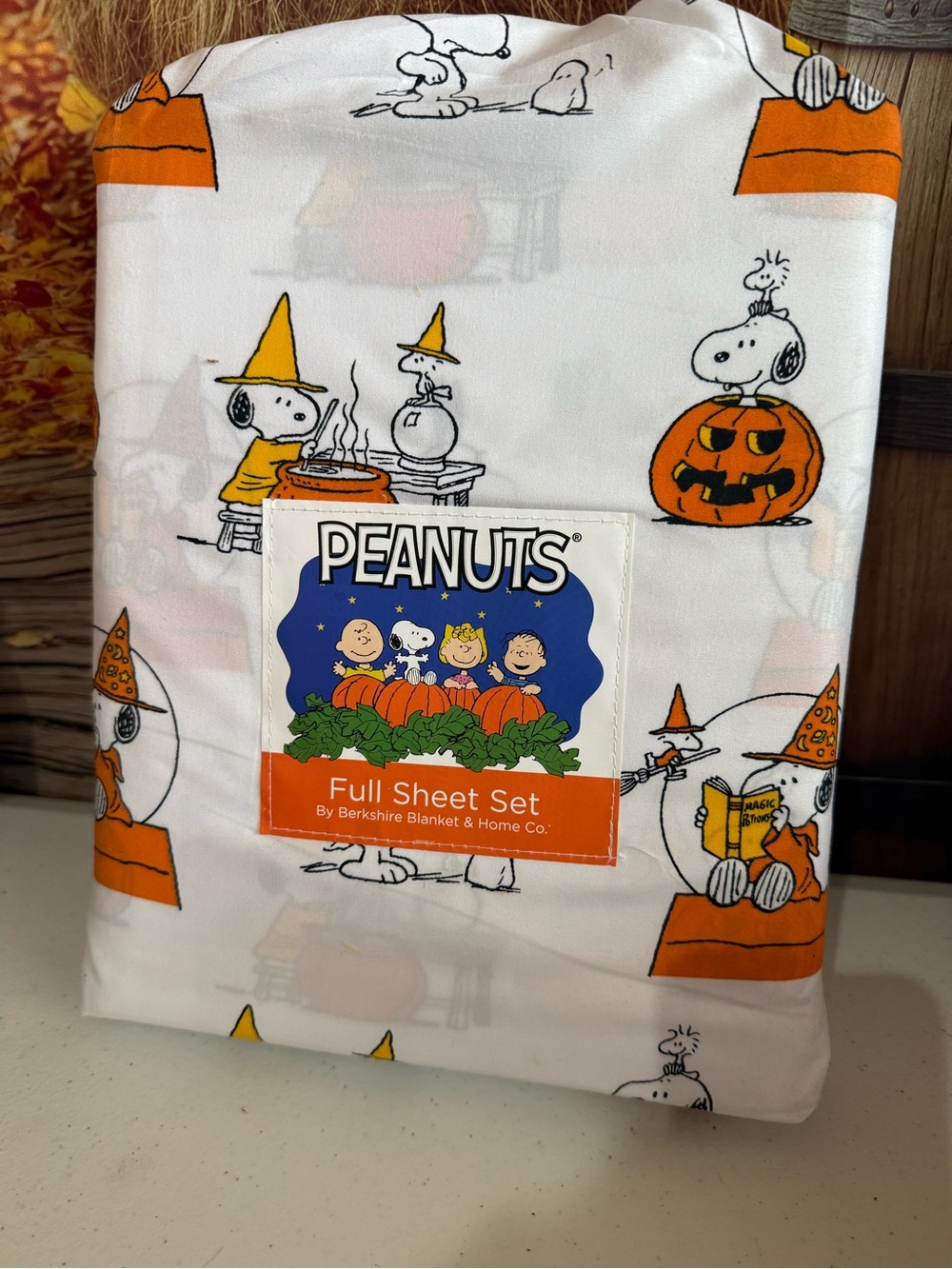 Peanuts Halloween Kids Sheet Set - White & Orange